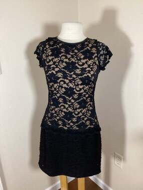 Joseph Ribkoff Black Lace and Sequin Dress Size 8
